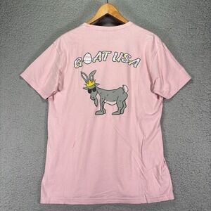Goat USA Easter Eggs Mens Pink Short Sleeve T Shirt Size L Crown Shades Lacrosse
